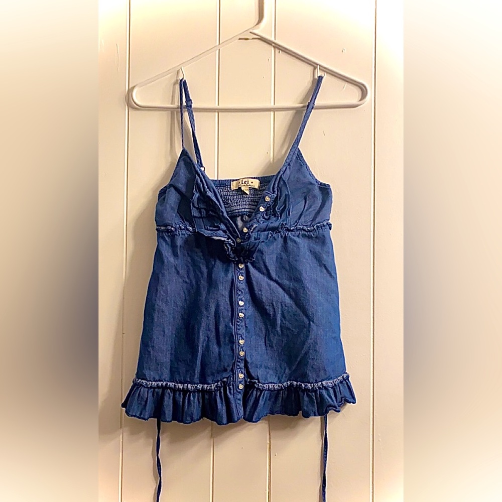 Blue\grey, Jean like material blouse by L.e.i.